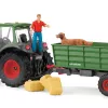 Ciągnik z przyczepą Schleich FARM WORLD 42608 Czarny Zielony Czerwony Żółty