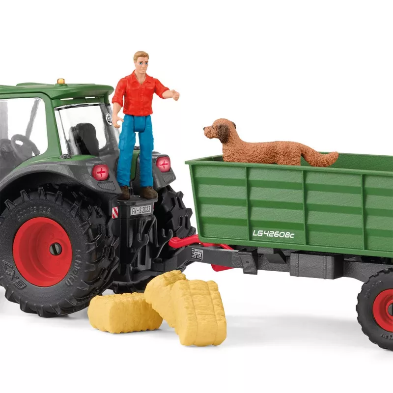 Ciągnik z przyczepą Schleich FARM WORLD 42608 Czarny Zielony Czerwony Żółty