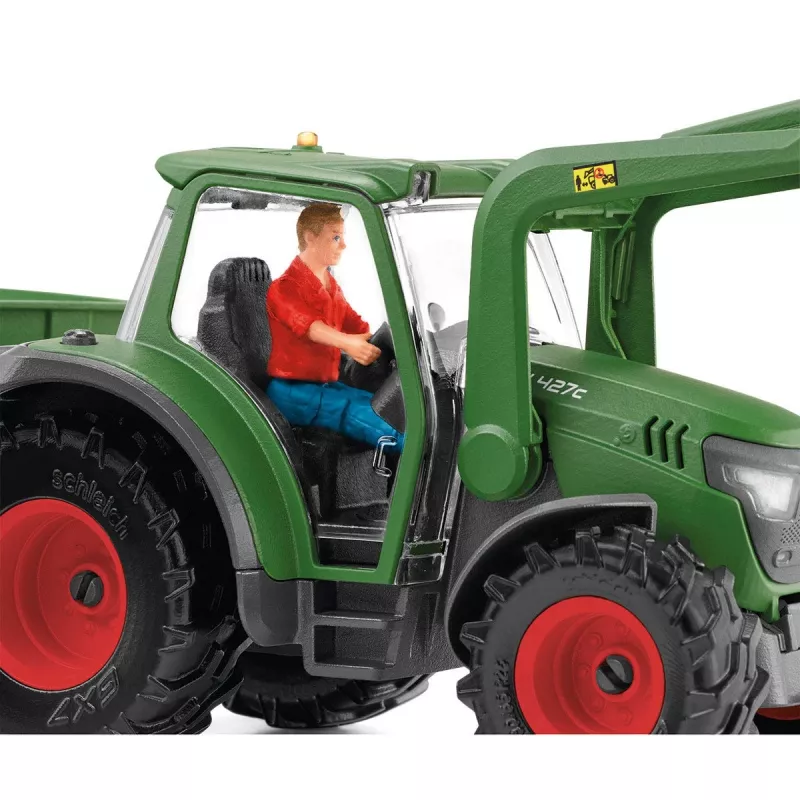 Ciągnik z przyczepą Schleich FARM WORLD 42608 Czarny Zielony Czerwony Żółty