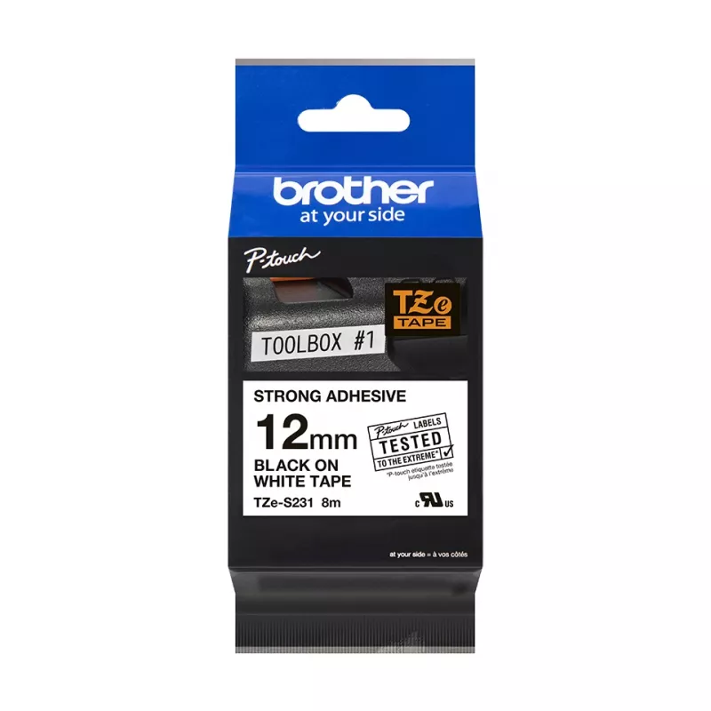 Taśma do drukarek etykiet Brother TZe-S231 12mm czarny na białym