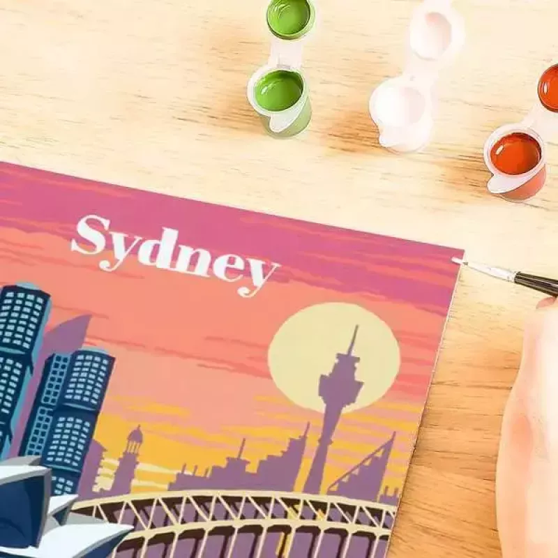 Puzzle painting kit Ravensburger CreArt Colorful Sydney — paint-by-numbers set (model 23526)