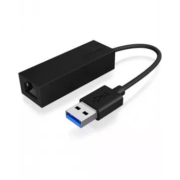 ICY BOX USB 3.0 A-Type do portu RJ-45 Ethernet, Przewodowy, USB, Ethernet, 1000 Mbit/s, Czarny