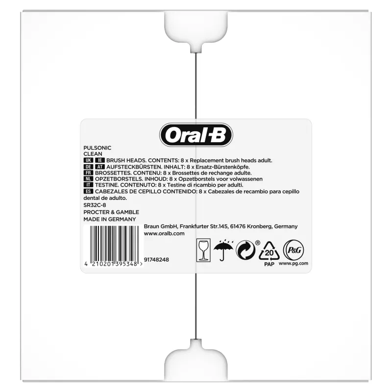 Główka szczoteczki Oral-B Pulsonic Clean 81748491 8 szt. Biała