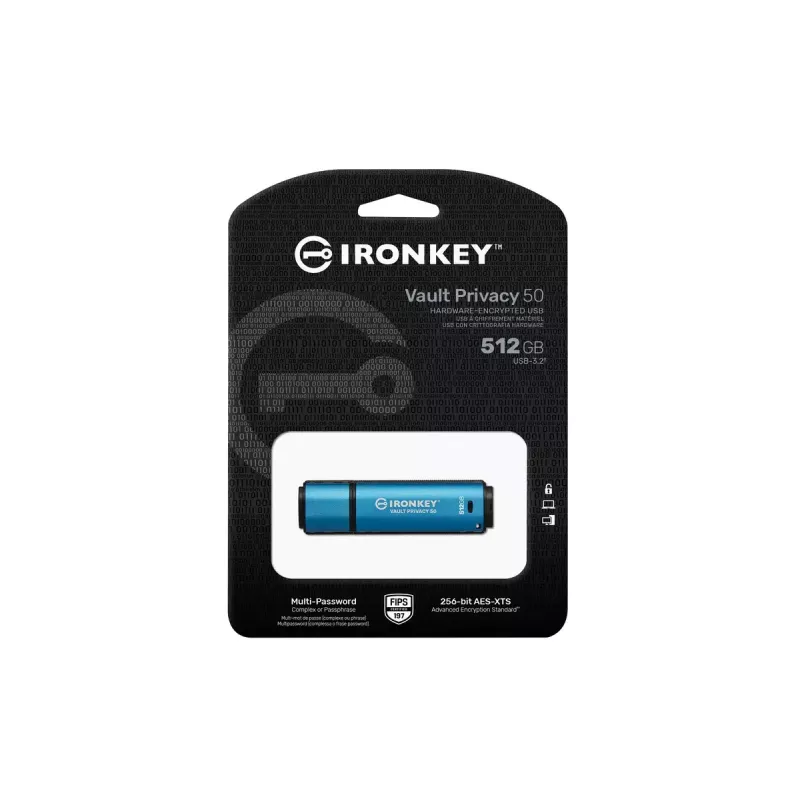Pendrive USB Kingston Technology 512 GB IronKey Vault Privacy 50 AES-256