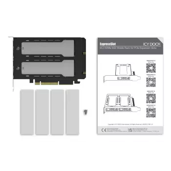 Icy Dock ExpressSlot Elite karta interfejsu MB842MP-B — adapter PCIe hot-swap na zatoki 2,5 cala, czarny/srebrny