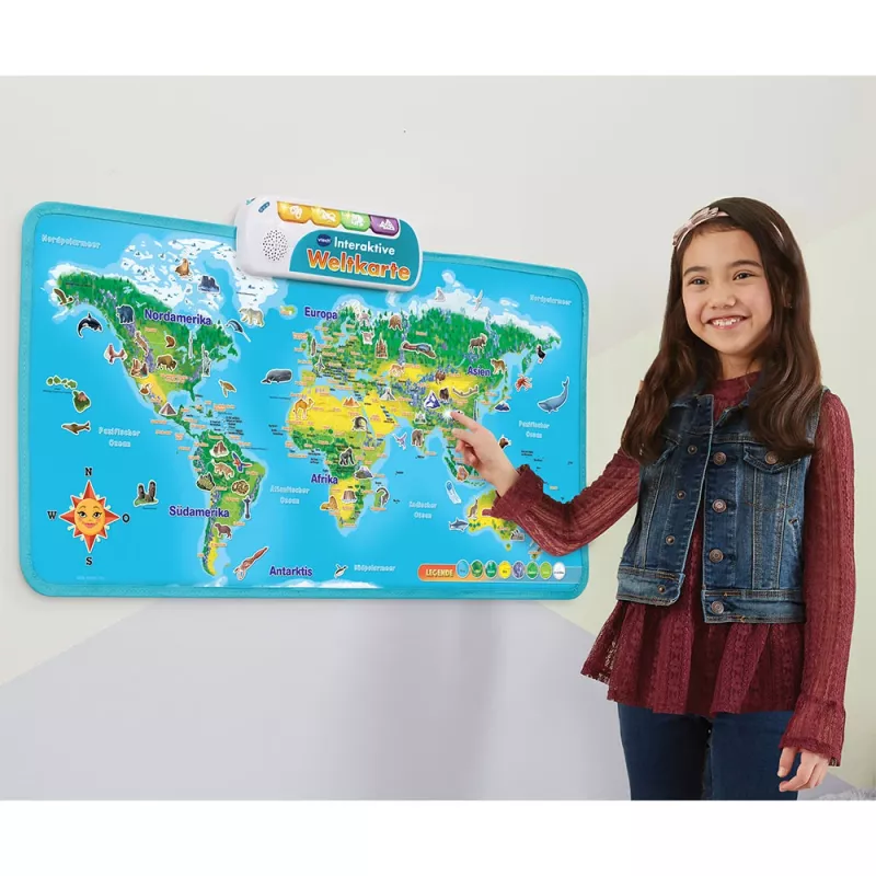 VTech Interaktywna mapa świata, 6 lat, Dźwiękowa, Wymagane baterie, AA, Wielokolorowa
