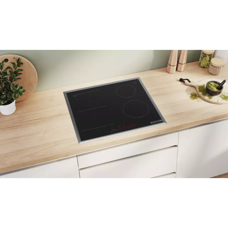 Płyta indukcyjna Bosch Serie 6 PVS645HB1E, czarna, do zabudowy, 60 cm, strefowa, 4 strefy