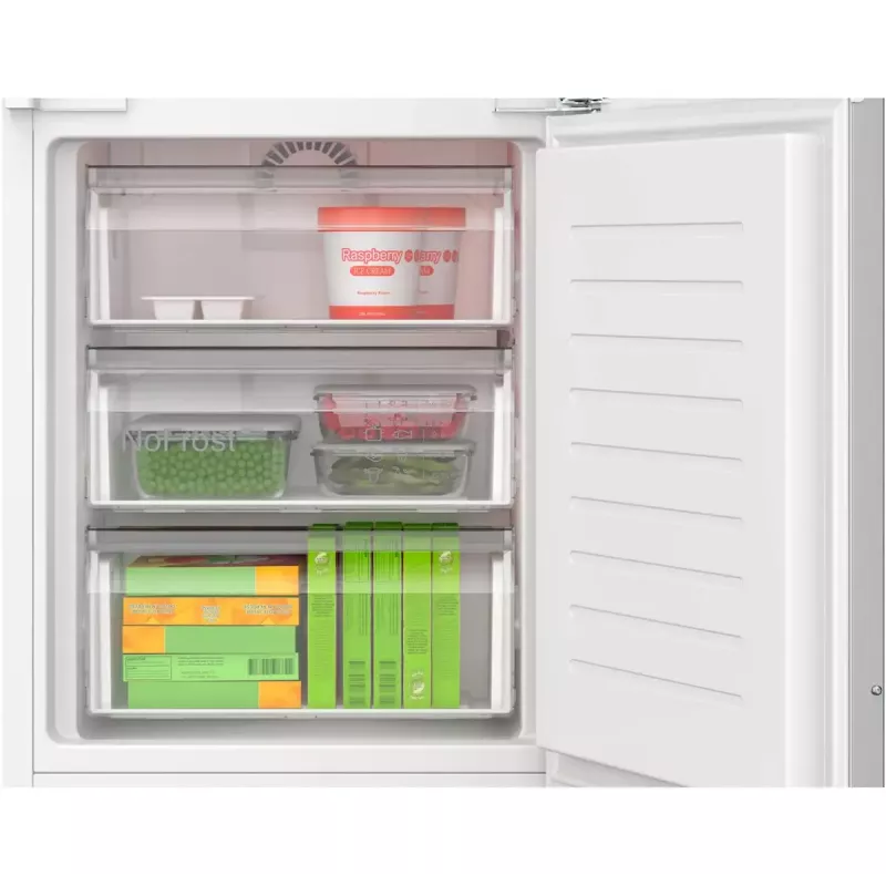 Zabudowana lodówko-zamrażarka Bosch Serie 4 KIN96VFD0 — 290 l pojemności całkowitej (215 l lodówka / 75 l zamrażarka), NoFrost, dolny zamrażalnik, drzwi odwracalne