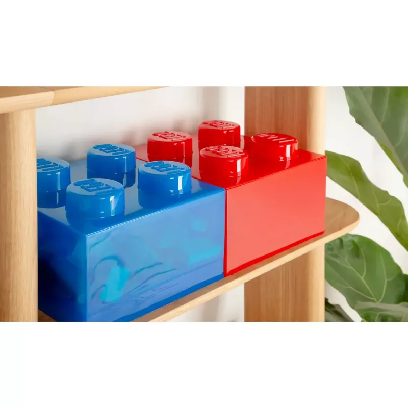 Pojemnik do przechowywania Room Copenhagen LEGO Storage Brick 4 Top Lid Glitter — niebieski/przezroczysty