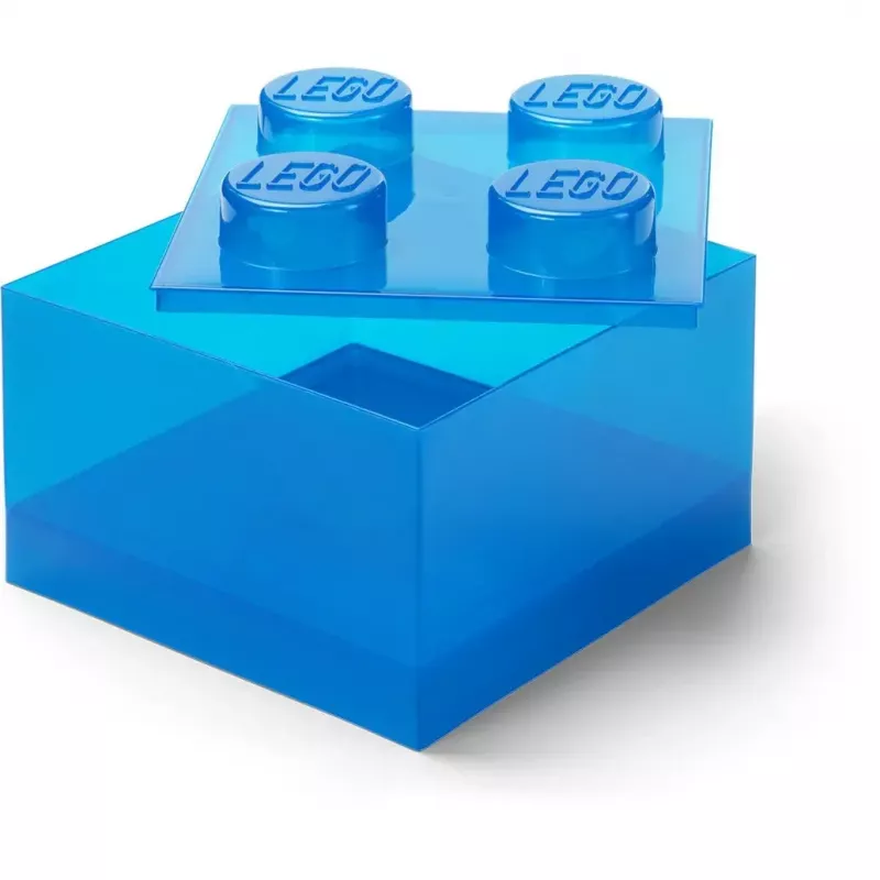 Pojemnik do przechowywania Room Copenhagen LEGO Storage Brick 4 Top Lid Glitter — niebieski/przezroczysty