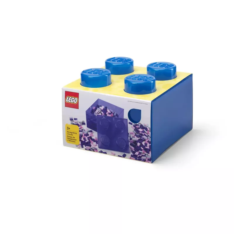 Pojemnik do przechowywania Room Copenhagen LEGO Storage Brick 4 Top Lid Glitter — niebieski/przezroczysty