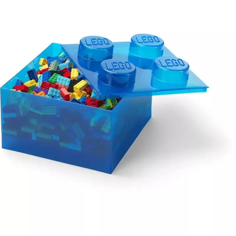 Pojemnik do przechowywania Room Copenhagen LEGO Storage Brick 4 Top Lid Glitter — niebieski/przezroczysty