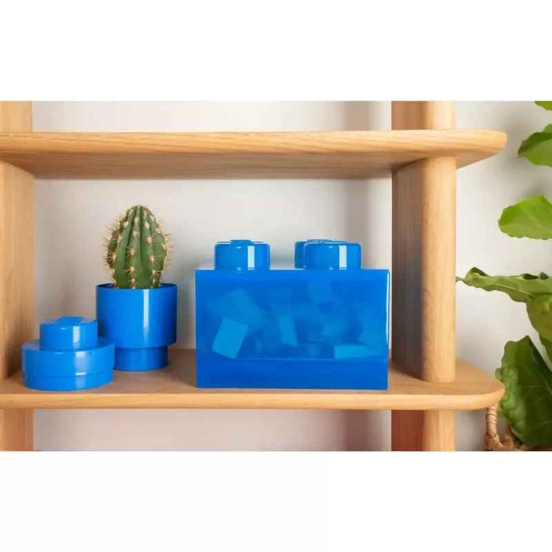 Pojemnik do przechowywania Room Copenhagen LEGO Storage Brick 4 Top Lid Glitter — niebieski/przezroczysty