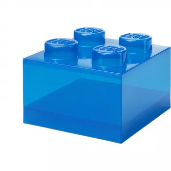 Pojemnik do przechowywania Room Copenhagen LEGO Storage Brick 4 Top Lid Glitter — niebieski/przezroczysty
