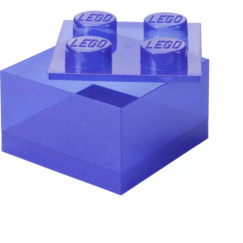 Pojemnik do przechowywania Room Copenhagen LEGO Storage Brick 4 Top Lid Glitter — fioletowy/przezroczysty