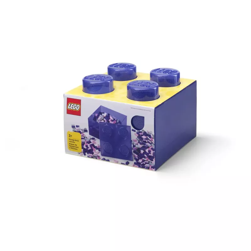 Pojemnik do przechowywania Room Copenhagen LEGO Storage Brick 4 Top Lid Glitter — fioletowy/przezroczysty