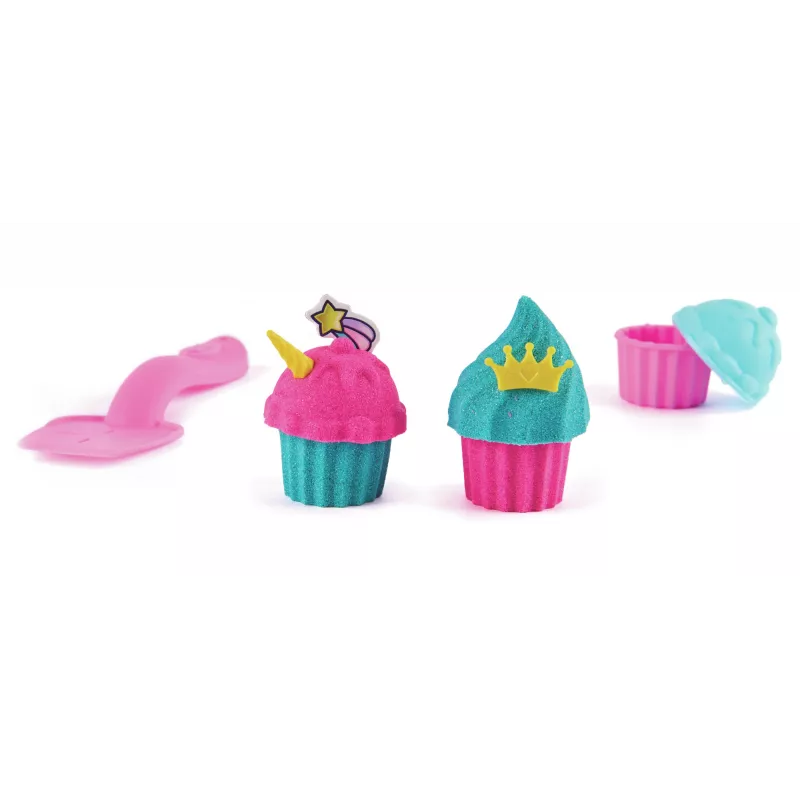 Kinetic Sand Shimmer, zestaw Unicorn Bake Shoppe, 16 uncji (mieniący się turkus i różowy neon), 8 jednorożcowych narzędzi, zabawki sensoryczne dla dzieci od 3 lat