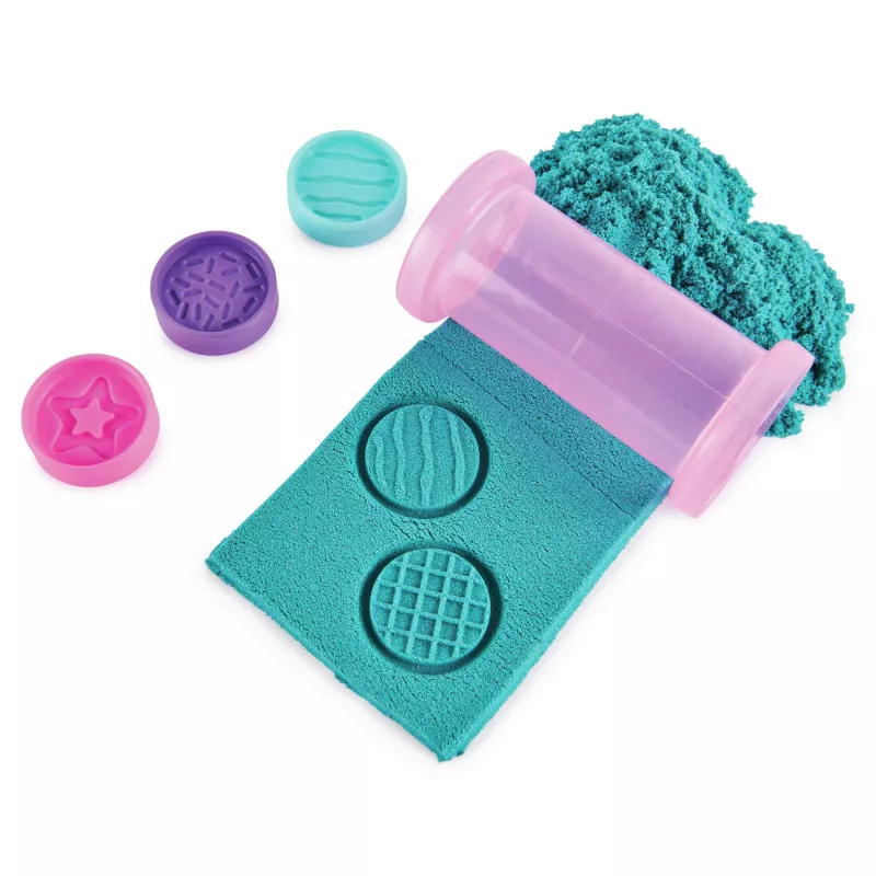 Kinetic Sand Shimmer, zestaw Unicorn Bake Shoppe, 16 uncji (mieniący się turkus i różowy neon), 8 jednorożcowych narzędzi, zabawki sensoryczne dla dzieci od 3 lat