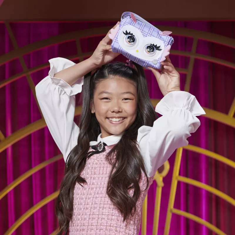 Purse Pets, Print Perfect Hoot Couture Owl, interaktywna zabawka-zwierzak i torebka z ponad 30 dźwiękami i reakcjami, zabawki dla dziewczynek od 5 lat