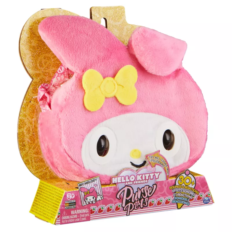 Purse Pets, Sanrio Hello Kitty and Friends, My Melody Interaktywna Zabawka-Zwierzątko i Torebka z ponad 30 dźwiękami i reakcjami, Zabawki dla dziewczynek