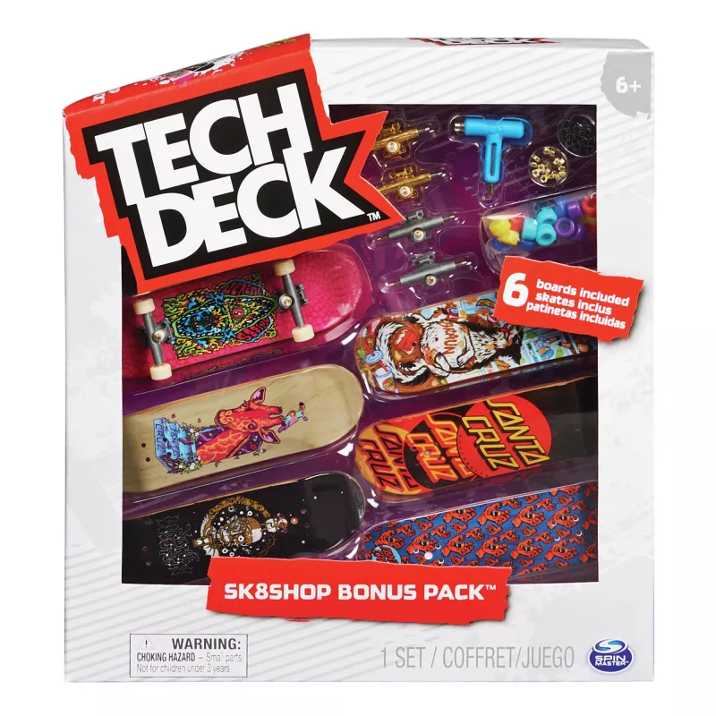 Tech Deck, Sk8shop Fingerboard Bonus Pack, Kolekcjonerskie i konfigurowalne mini deskorolki (wzory mogą się różnić)