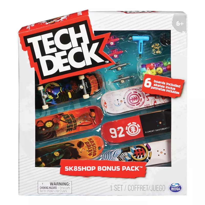 Tech Deck, Sk8shop Fingerboard Bonus Pack, Kolekcjonerskie i konfigurowalne mini deskorolki (wzory mogą się różnić)