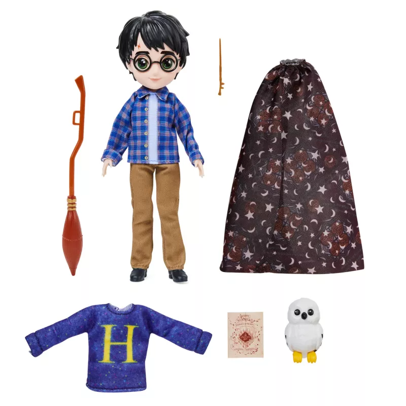 Wizarding World Harry Potter, 8-calowy zestaw upominkowy z lalką Harry'ego Pottera z peleryną niewidką i 5 akcesoriami dla lalek, zabawki dla dzieci od 6 lat