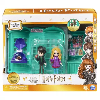 Wizarding World Harry Potter, Magical Minis Honeydukes Sweet Shop z 2 ekskluzywnymi figurkami i 5 akcesoriami, zabawki dla dzieci w wieku od 6 lat