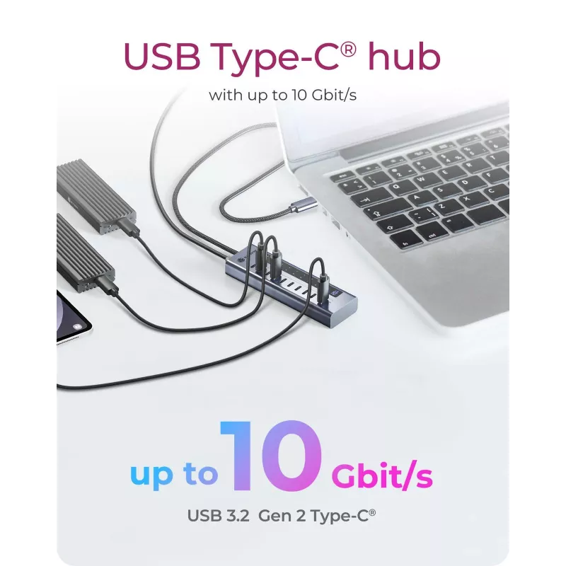 USB hub icybox IB-HUB1450-C31 — 10 portów, USB 3.2