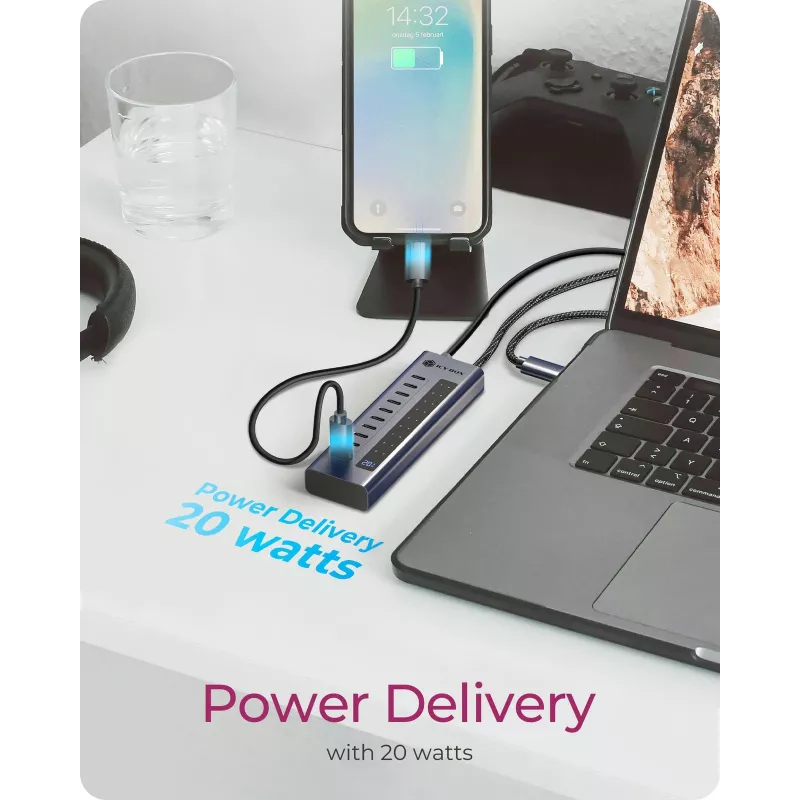 USB hub icybox IB-HUB1450-C31 — 10 portów, USB 3.2
