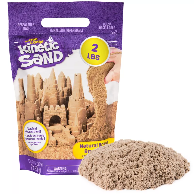 Kinetic Sand, 2lb brązowy piasek do zabawy, formowalne zabawki sensoryczne dla dzieci, zamykana torebka (opakowanie może się różnić), dla dzieci od 3 lat