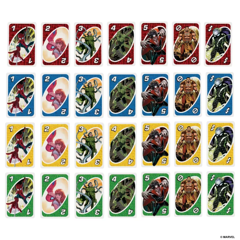 Gra UNO The Amazing Spider-Man – gra karciana dla dzieci, dorosłych i na wieczór rodzinny inspirowana serią komiksów Marvela
