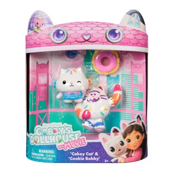 Gabby's Dollhouse: Film, Cakey Cat i Cookie Bobby, figurki z 2 akcesoriami, zabawki dla dziewczynek i chłopców od 3 lat