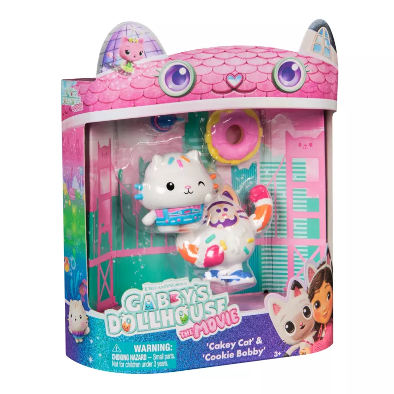 Gabby's Dollhouse: Film, Cakey Cat i Cookie Bobby, figurki z 2 akcesoriami, zabawki dla dziewczynek i chłopców od 3 lat