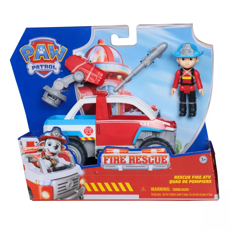Pojazd zabawkowy Spin Master Paw Patrol Fire Rescue Ryder's Rescue Vehicle z wyrzutnią drona i figurką Rydera