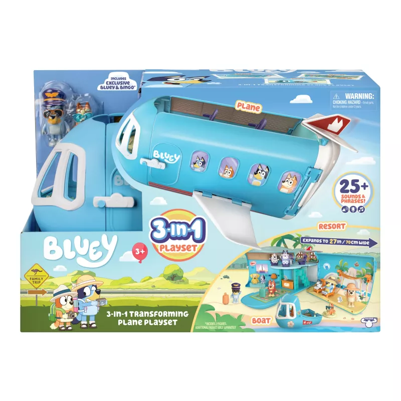 Zestaw lotniskowo-samolotowy Moose Toys Bluey 3 w 1 Wielokolorowy