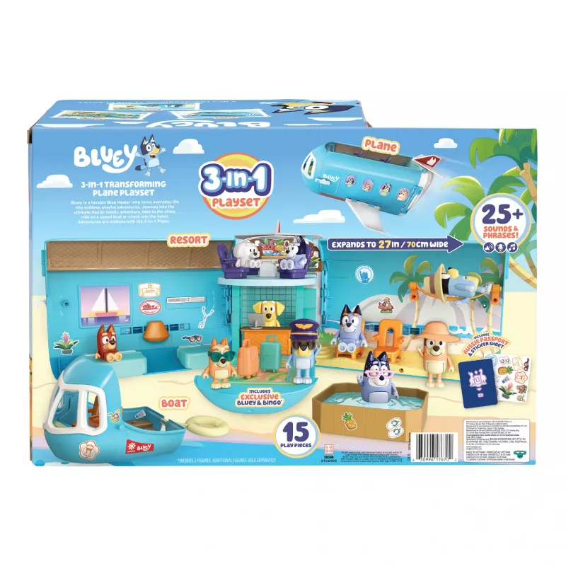 Zestaw lotniskowo-samolotowy Moose Toys Bluey 3 w 1 Wielokolorowy