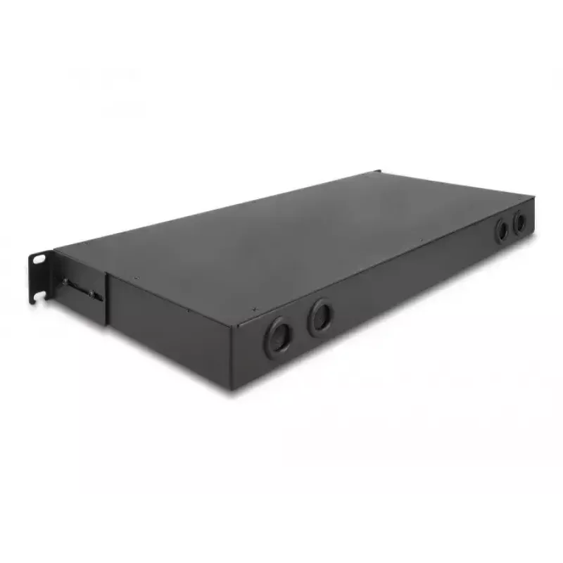 DeLOCK 19-calowy światłowodowy panel krosowy HD 1U, czarny, metalowy, montaż w szafie rack