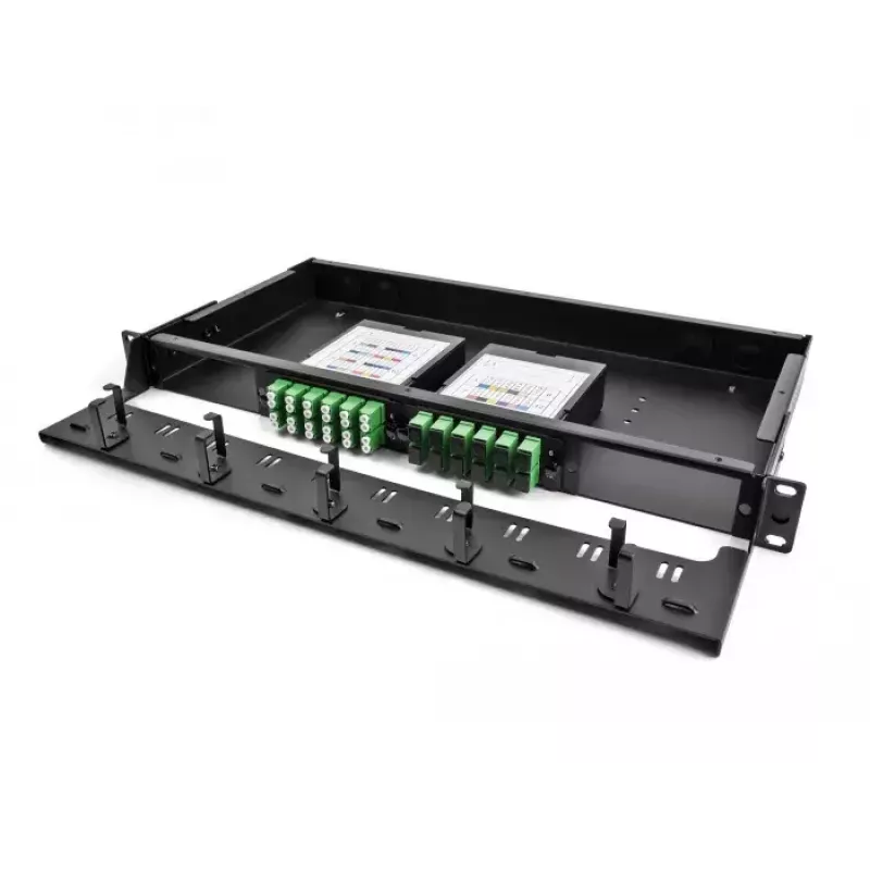 DeLOCK 19-calowy światłowodowy panel krosowy HD 1U, czarny, metalowy, montaż w szafie rack