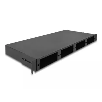DeLOCK 19-calowy światłowodowy panel krosowy HD 1U, czarny, metalowy, montaż w szafie rack