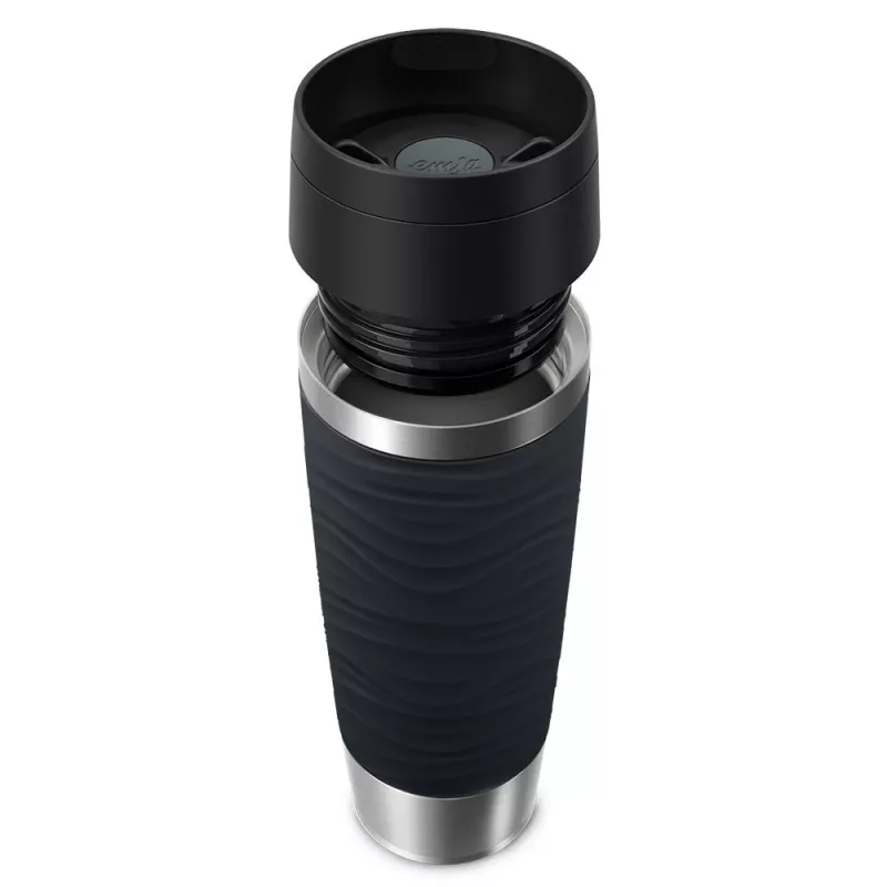 Kubek termiczny EMSA Travel Mug Waves Grande 500 ml czarny, stal nierdzewna