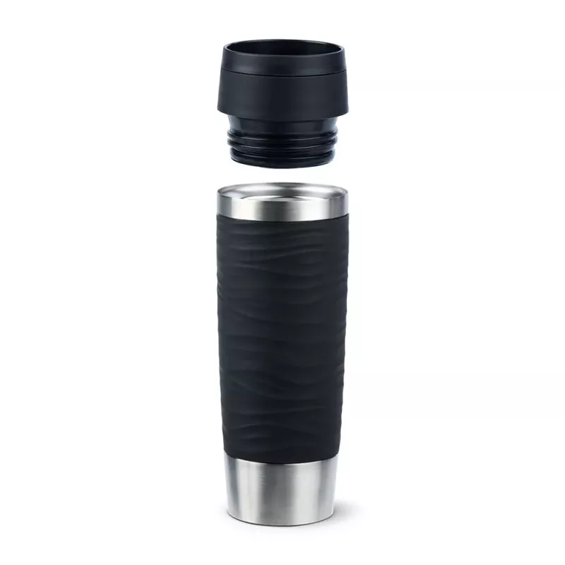 Kubek termiczny EMSA Travel Mug Waves Grande 500 ml czarny, stal nierdzewna
