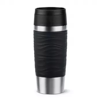 EMSA Travel Mug Waves 360 ml czarny kubek termiczny ze stali nierdzewnej