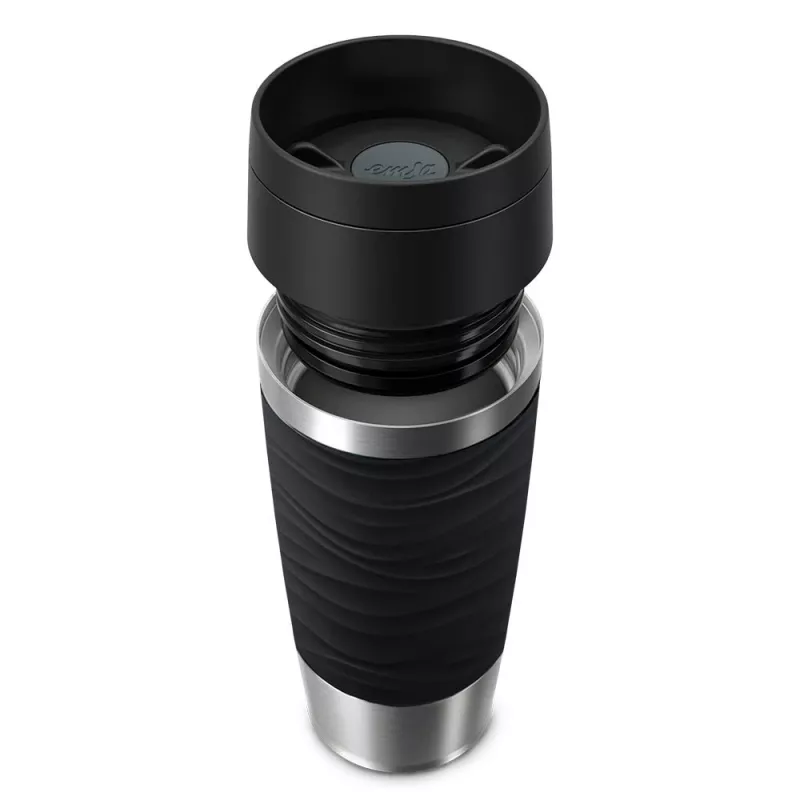 EMSA Travel Mug Waves 360 ml czarny kubek termiczny ze stali nierdzewnej