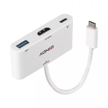 Konwerter Lindy USB 3.2 Typu C na HDMI z Portem USB Typu A i Zasilaniem