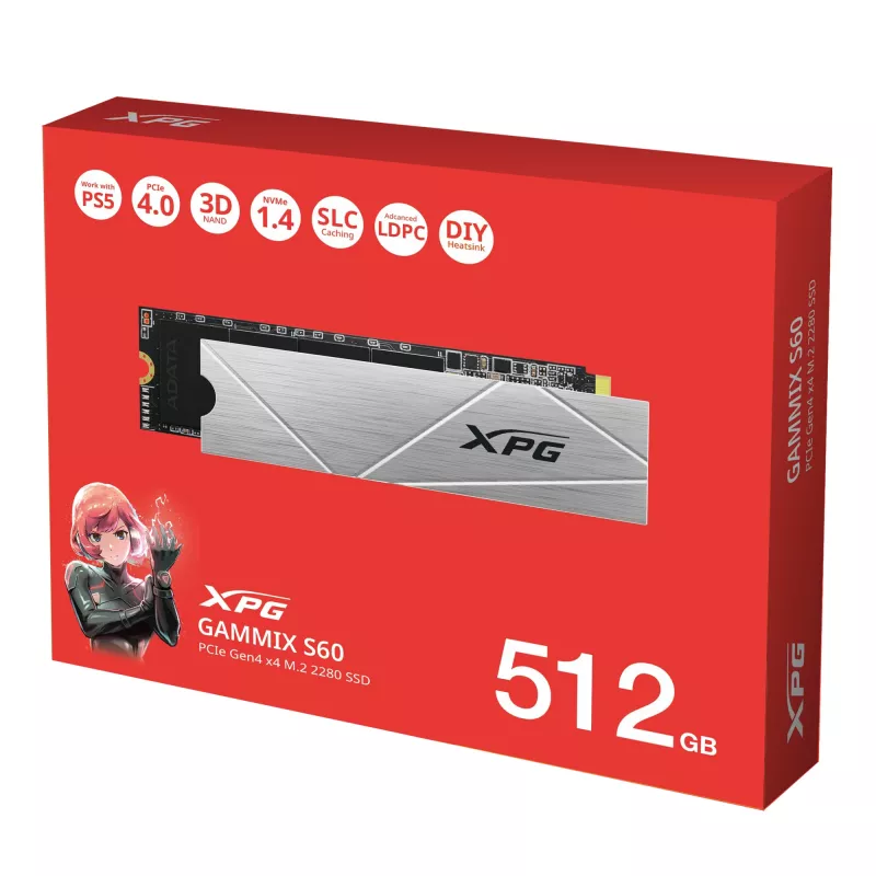 Dysk SSD ADATA 512 GB M.2 PCI Express 4.0 NVMe GAMMIX S60