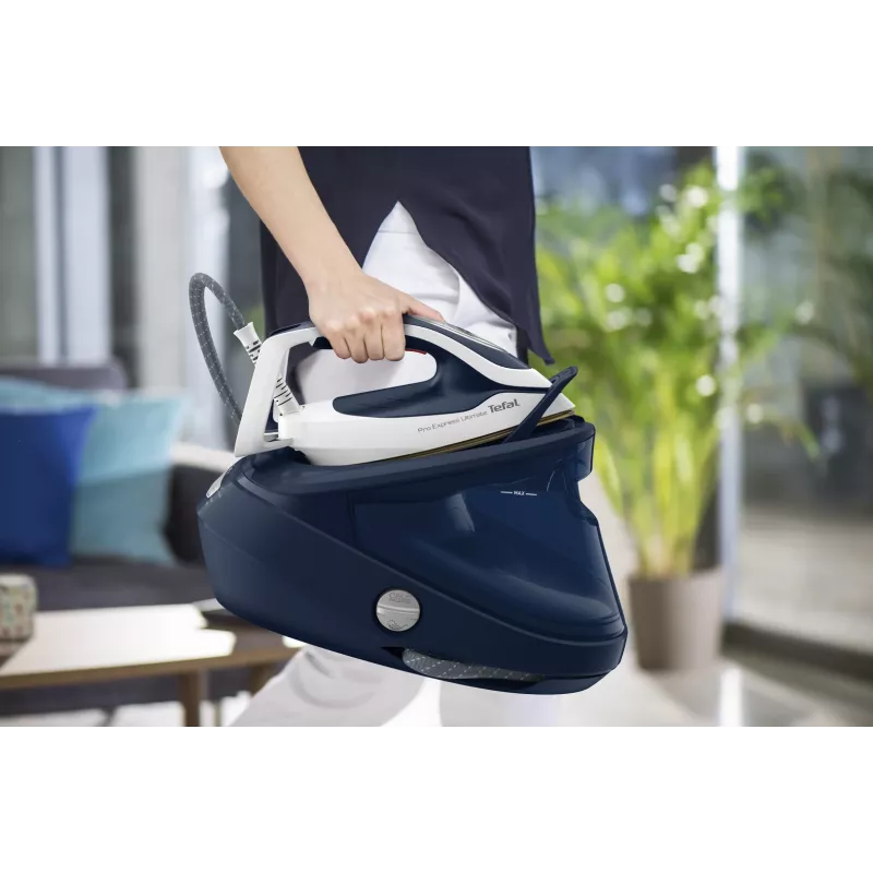 Tefal Pro Express Ultimate II GV9720 1.2 L Durilium Airglide Autoclean Ultra Thin soleplate niebieski, biały