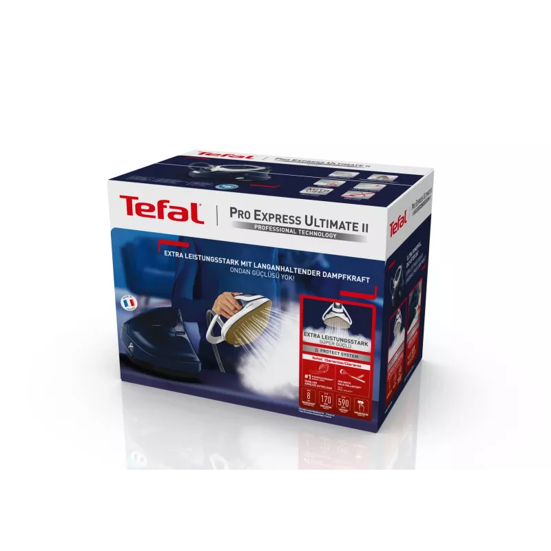 Tefal Pro Express Ultimate II GV9720 1.2 L Durilium Airglide Autoclean Ultra Thin soleplate niebieski, biały