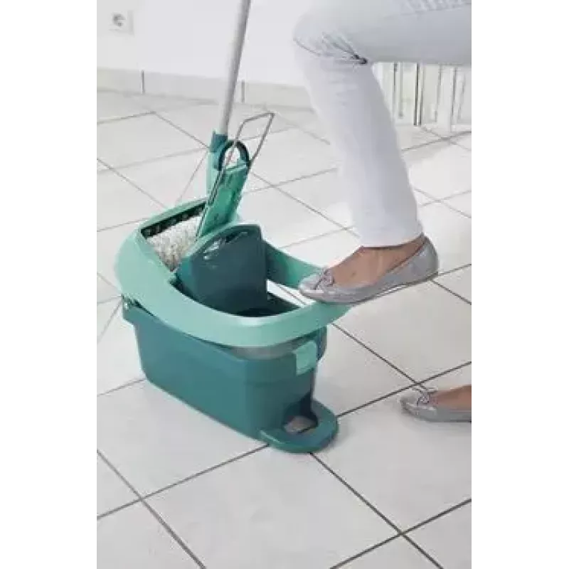Wiadro z systemem wyciskającym Leifheit 55076 — ergonomiczna wyciskarka, duża pojemność, zielony