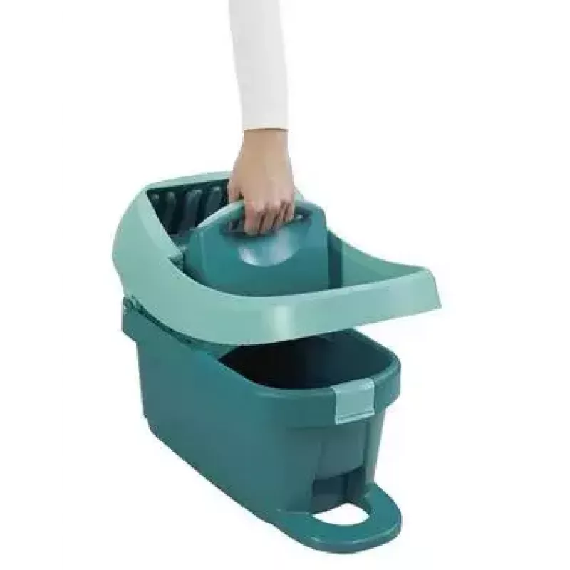 Wiadro z systemem wyciskającym Leifheit 55076 — ergonomiczna wyciskarka, duża pojemność, zielony